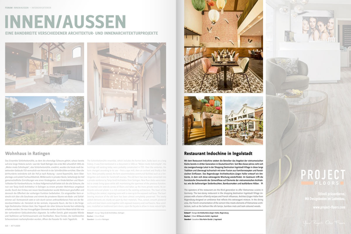 Indochine; AIT; Zeitschrift; Architektur; Innenarchitektur; Technischer Ausbau; Beitrag; Haller; Regensburg; Ingolstadt Village; Restaurant